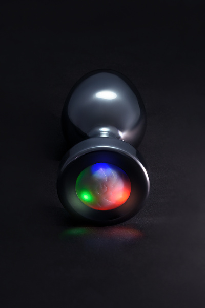 Анальная втулка TOYFA Metall,  со светодиодами, металл, серебристая, 8,8 см, Ø 3,4 см, 105 г